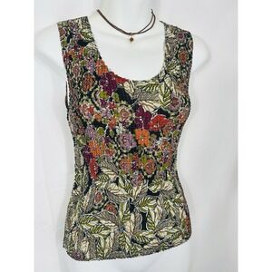 Vintage Nicola Y2K Crinkle Top Size M Boho Artsy Whimsygoth Dark Floral Phoebe